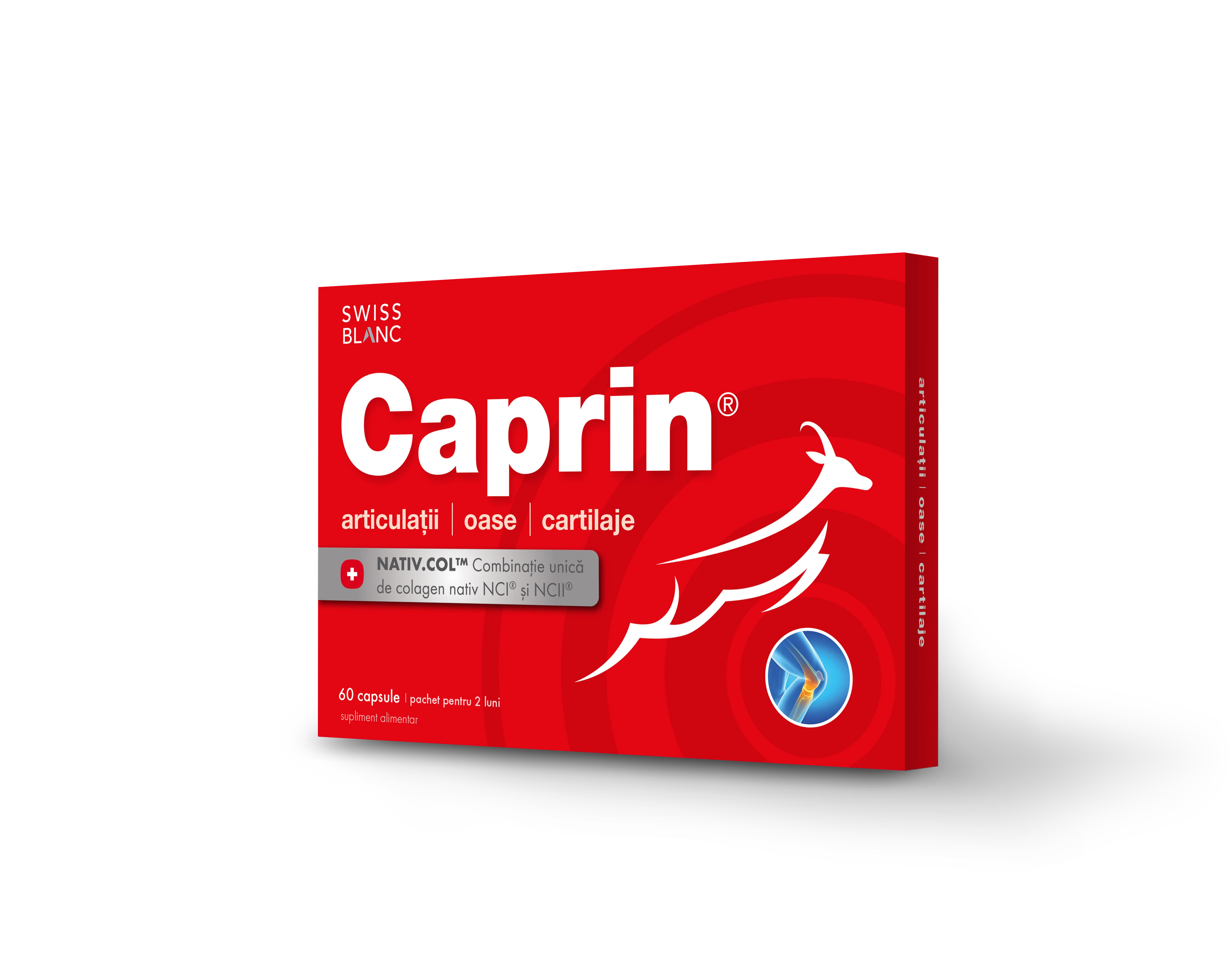 Caprin – supliment premium cu colagen natural pentru articulații, oase și cartilaje, cutie 60 capsule